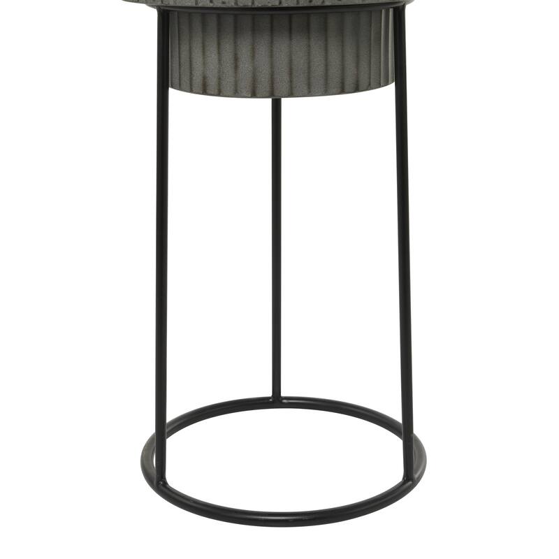Metal Planter with Removable Stand - Set of 2 Dark Gray - Roche River Decor