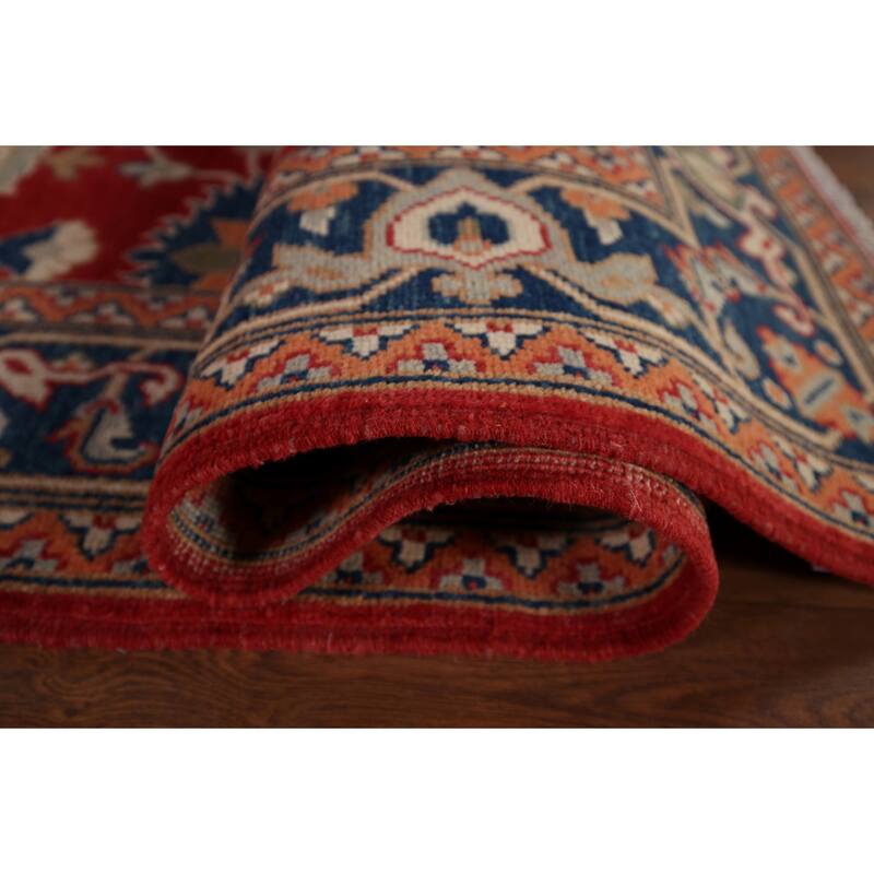 Red Oriental Kazak Area Rug Hand-Knotted Wool Carpet - 5'1" x 6'7"