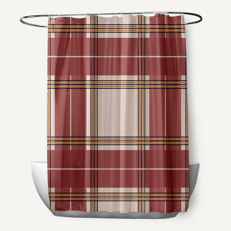 Large Plaid Pattern Shower Curtain - Orange