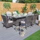 preview thumbnail 1 of 15, Outdoor Wicker Patio Rectangle Gas Fire Pit Table Set with 6 Chairs by Moda Furnishings (Including Rain Cover)