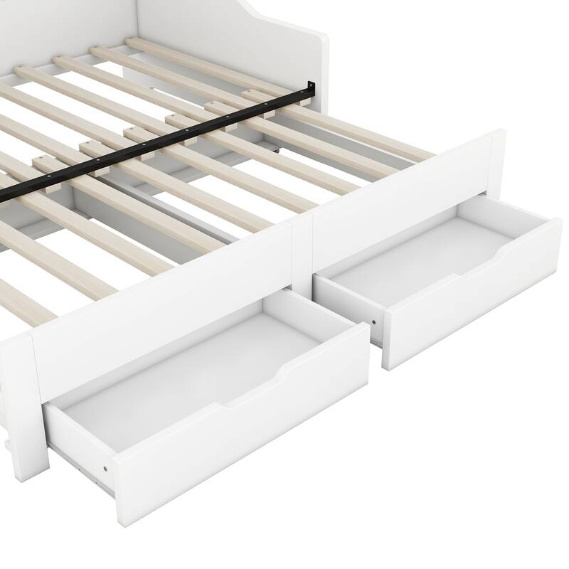 Twin Size Pine Convertible Daybed (Twin to King) with USB Charging & Storage (660lb Capacity)