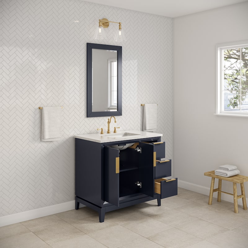 Elizabeth 36-Inch Single Sink Carrara White Marble Vanity