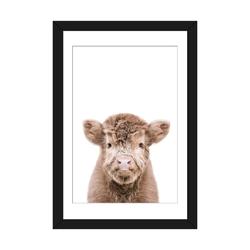 iCanvas "Highland Cow" by Tiny Treasure Prints - Black - 32x24x1