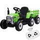 preview thumbnail 34 of 38, Kids Battery Powered Electric Tractor with Parent Remote Control & Trailer Green