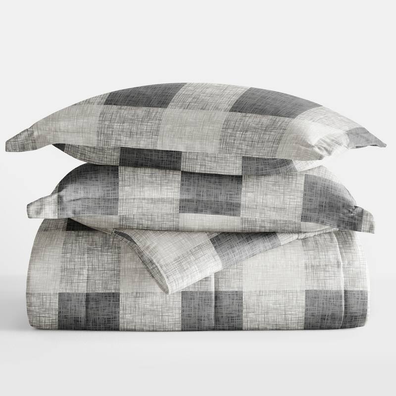 Becky Cameron Ultra Soft Gingham Down-Alternative Comforter - Gray - King