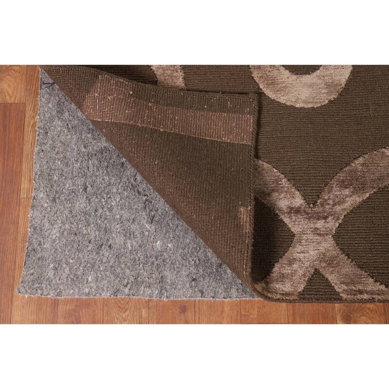 Brown Nepalese Indian Area Rug Hand-Knotted Wool Carpet - 9'1" x 11'10"