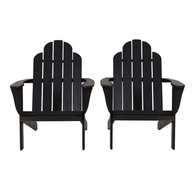 Gavil Black Acacia Wood Adirondack Chair (Set of 2)