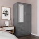 preview thumbnail 17 of 32, Palace Imports 100% Solid Wood Metro Wardrobe Armoire with Solid Wood or Mirrored Doors Gray