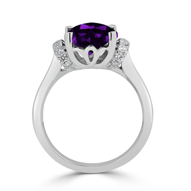Auriya Unique 2ct Cushion-cut Purple Amethyst and Diamond Engagement Ring 1/5cttw 14k Gold