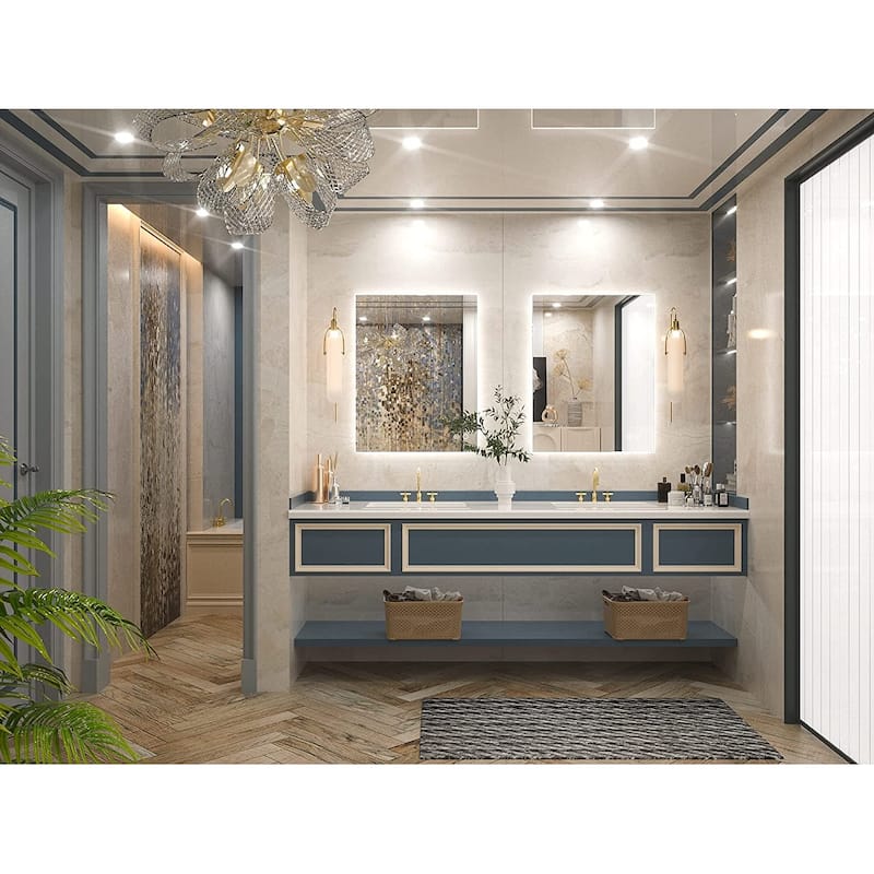 Keonjinn LED Backlit Bathroom Vanity Mirror Anti-Fog Dimmable Lighted CRI90 High Definition(Horizontally/Vertically)
