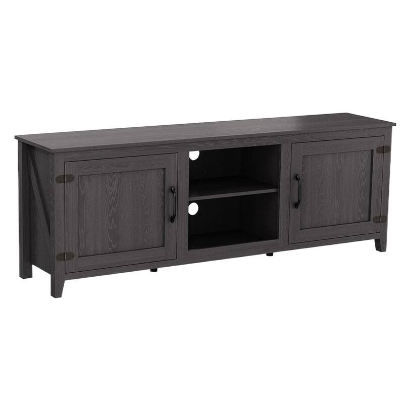 TV Stand Storage Media Console Entertainment Center With Two Doors - Black