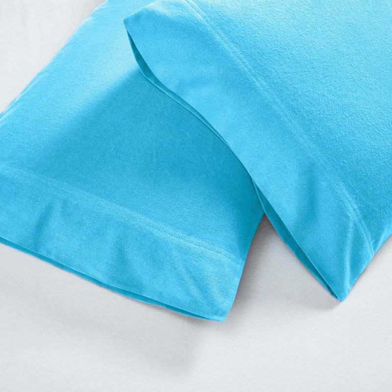 Superior Solid Flannel Cotton Fuzzy Pillowcases, Set of 2