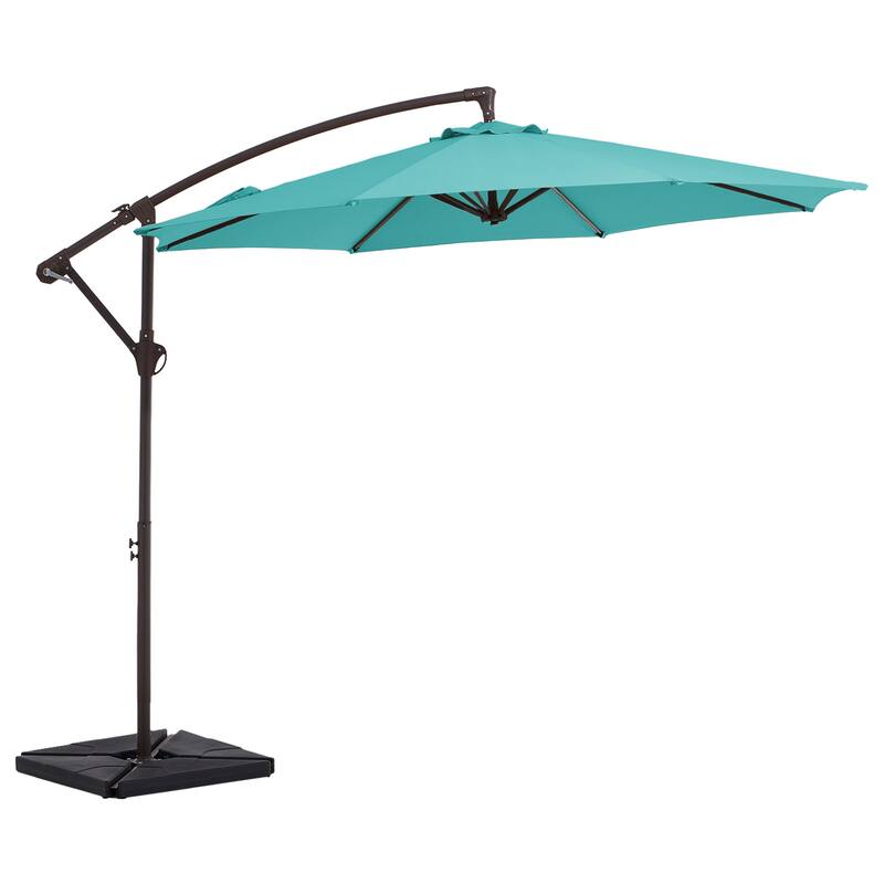 10 ft Steel Crank-lift Cantilever Umbrella With Weighted Base