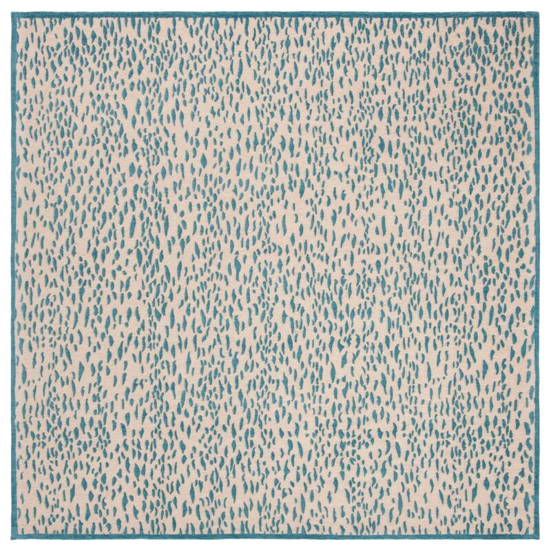 SAFAVIEH Handmade Marbella Goril Modern Polyester Rug - 6' Square - Beige/Blue