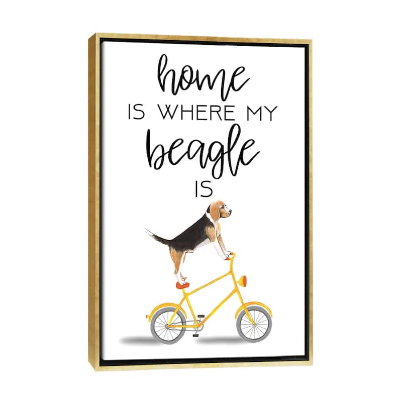 iCanvas "Beagle" by Coco de Paris Framed Canvas Print - Gold - 48x32