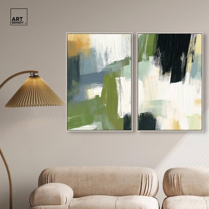 Textured Greens I Canvas Set of 2 by Art Remedy