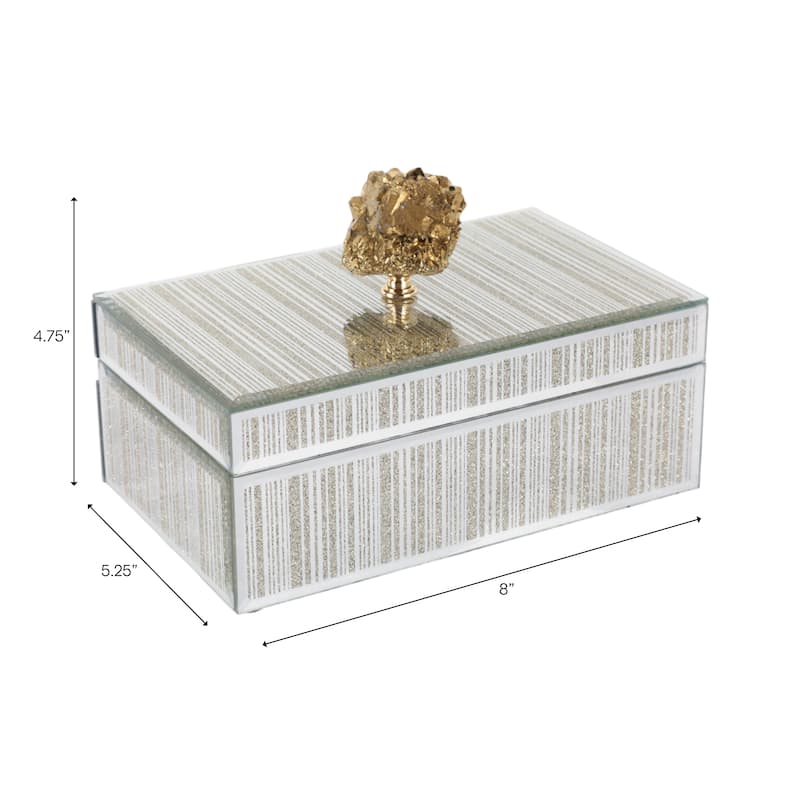 Decorative Glass Sparkly Storage Box with Stone Top - 8"
