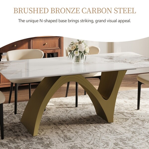 Modern Rectangular Dining Table, Sintered Stone Table-top, N