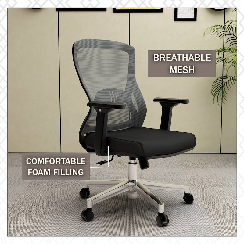 Cotton Office Chair with Mesh Mid-Back Adorit Series by LeisureMod