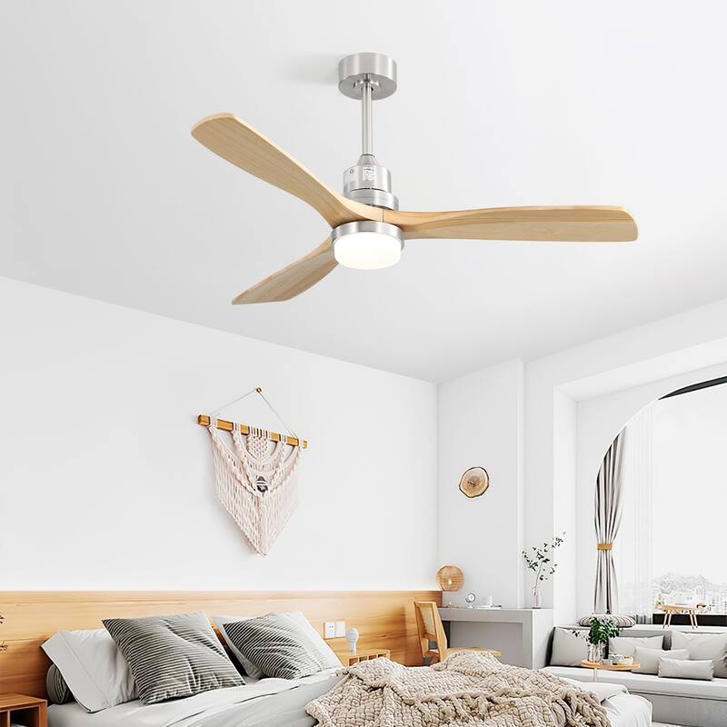 Wood Reversible Ceiling Fan with Dimmable 3 Color LED Light & 6-Speed Remote Control, and Silent Operation