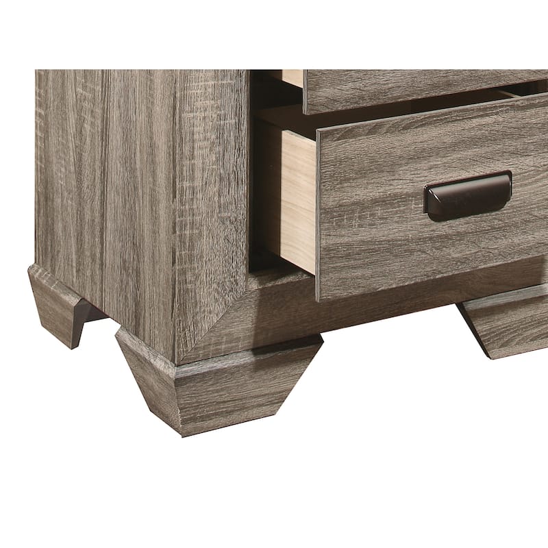 1pc Nightstand Flat Cup Pulls Two Dovetail Drawers Wooden Bed Side Table Bedroom Furniture