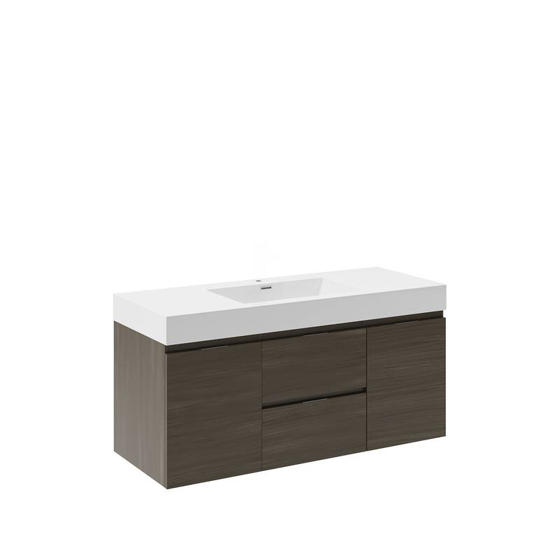 Fresca Senza 48" Wall Mounted / Floating Single Vanity Set with Wood