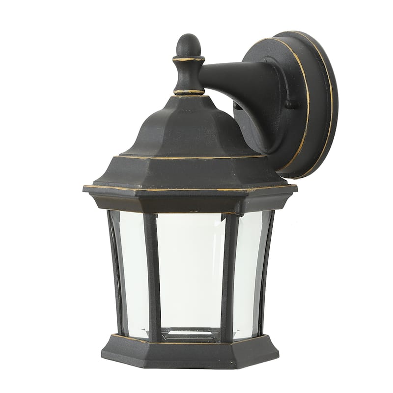 Black and Gold Single-Bulb Metal Outdoor Wall Sconce