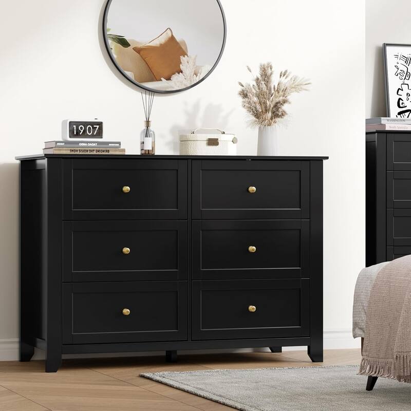 5/6 Drawer Dresser for Bedroom, Dresser with Deep Drawers & Metal Knobs, Modern Wooden Chests of Drawers