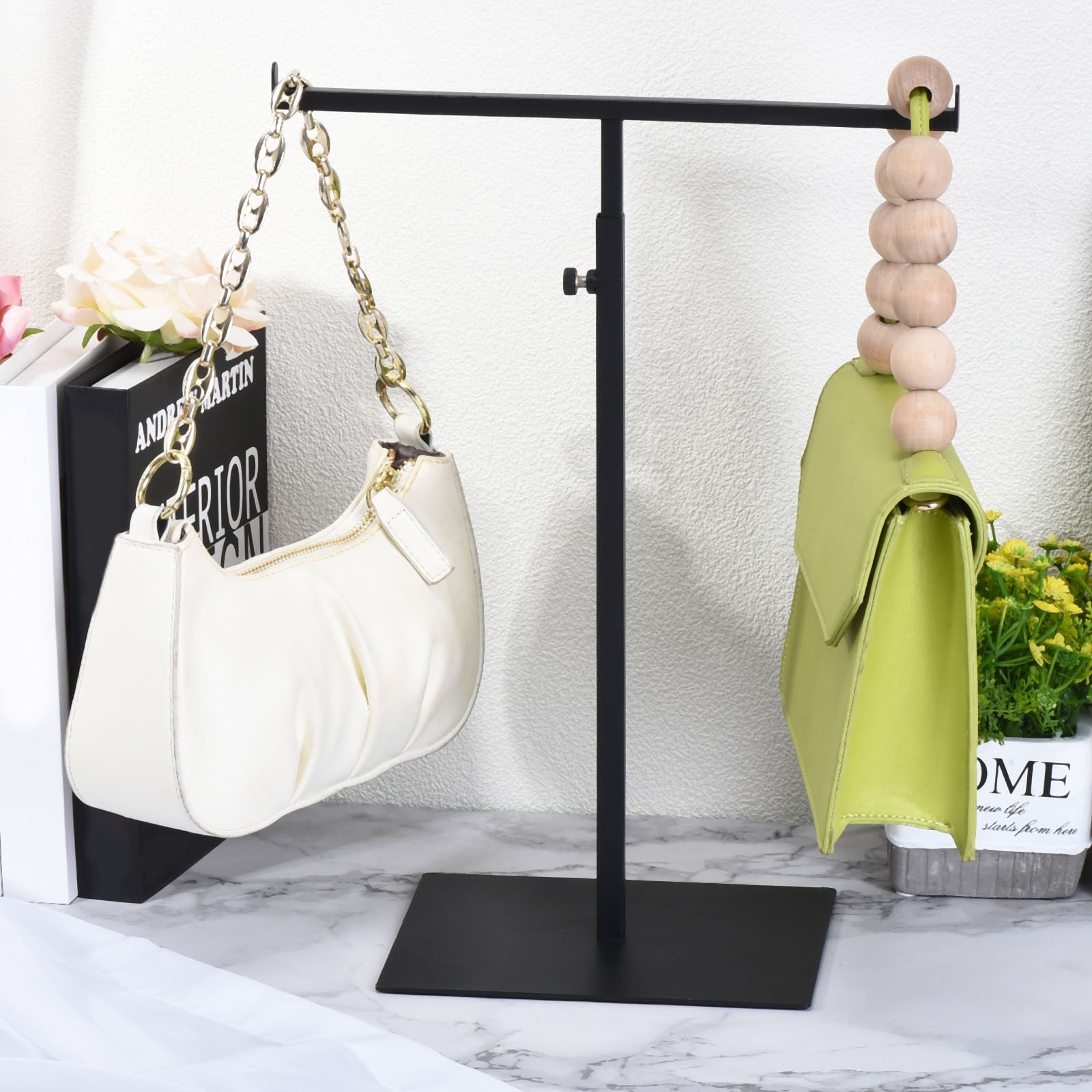 Comprar Leinuosen 4 Pcs Purse Display Stand Adjustable Height Handbag  Display Stand Metal Table Purse Holder Hanging Purse Hanger Stand for Women  Bag Jewelry Tabletop Counter Boutique Store (Black) en USA desde