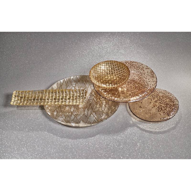 Hani 13" Alpine Tree Glass Platters, Set of 6