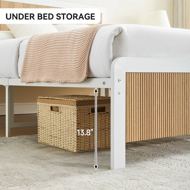 Bed Frame with Wave Wood Headboard