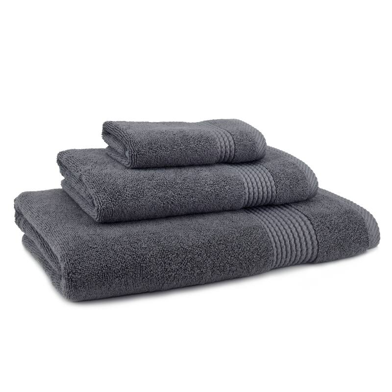 East'N Blue Lara Turkish Cotton Bath Towel Set (Set of 3) - (1 Bath Towel, 1 Hand Towel, 1 Washcloth) - Dark Grey