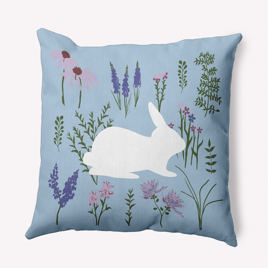 Spring Meadow Bunny Indoor/Outdoor Throw Pillow