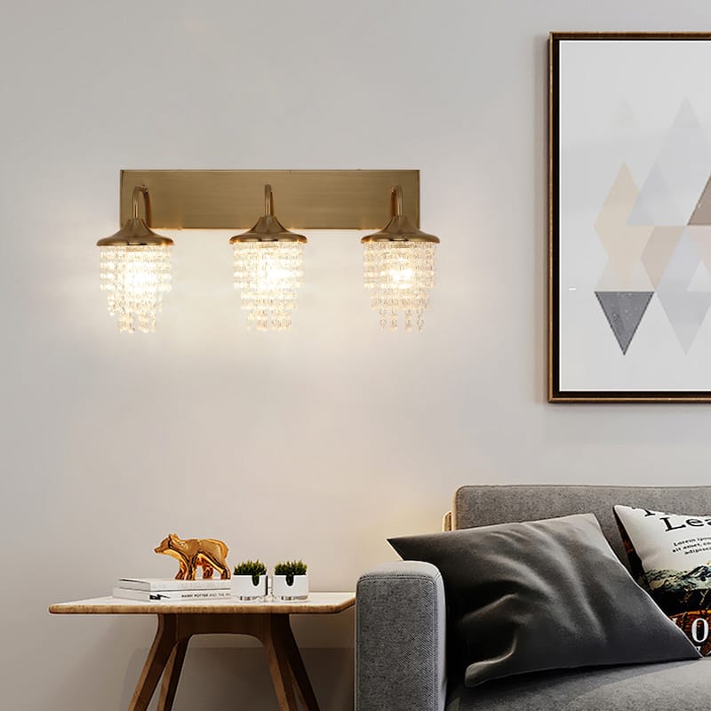 Modern 3-Light Crystal Dimmable Wall Vanity Light Fixture - 25.5-inch W x 11-inch H