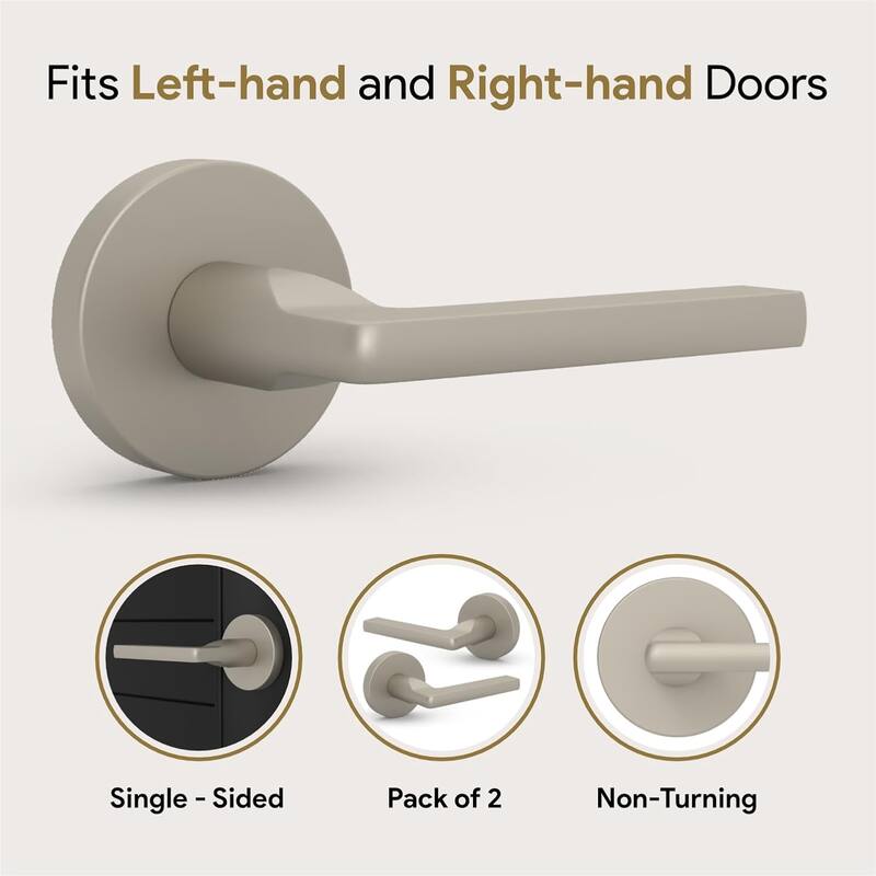 Mega Handles RALPH Round Dummy Door Lever for Closet and Hallway | Non-Turning Reversible Handing | Fits All Door Sizes