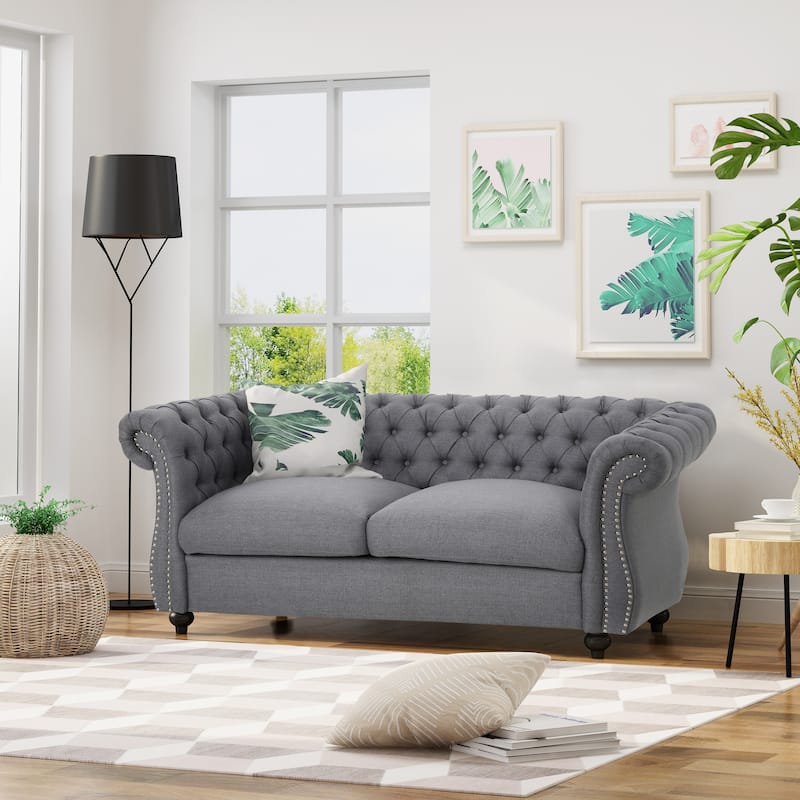 Modern Tufted Fabric Upholstered Sofa by Christopher Knight Home