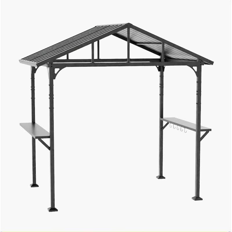 5ft x 8ft Hardtop BBQ Grill Gazebo with Hooks and Shelves - 8FT x 5FT