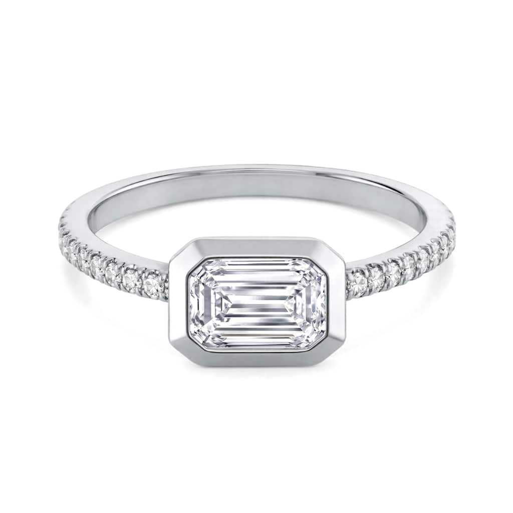 Auriya 14K Gold Bezel Emerald Diamond Engagement Ring 1.00 - 5.00ct. tw. (F-G, VS)