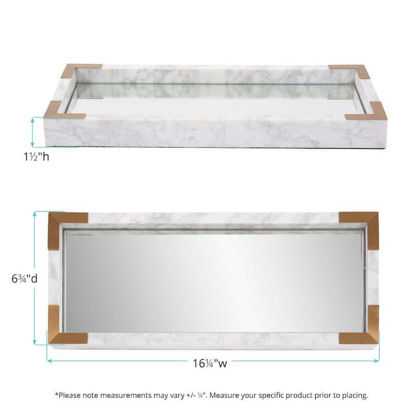 Allan Andrews Mirrored Marble Tray with Brushed Brass Accents - N/A