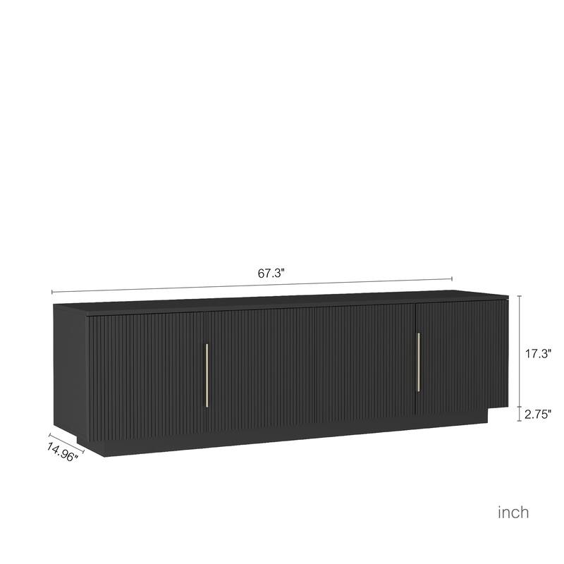 68" Modern TV Stand with 16-Color LED Lights, Entertainment Center Cabinet for 65" Screens