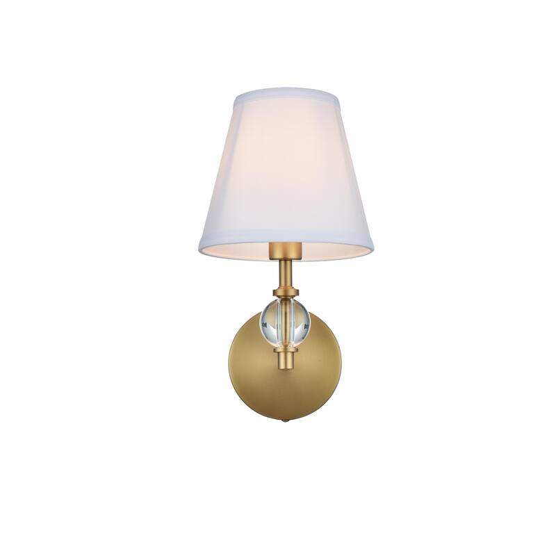 Bella 1 Light Bath Sconce with White Fabric Shade