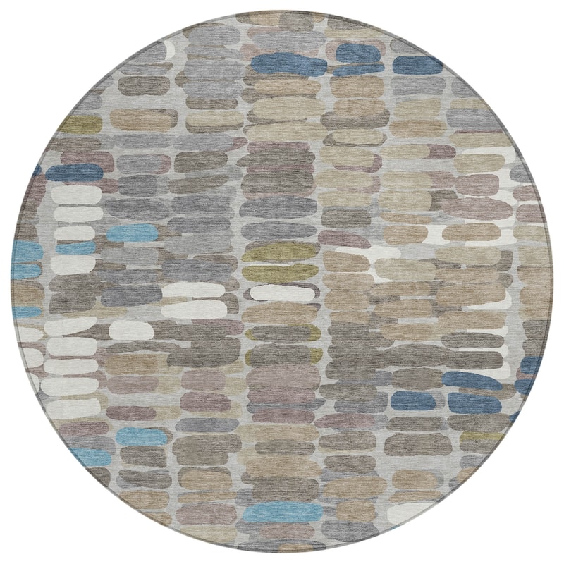 Machine Washable Indoor/ Outdoor Modern Caps Chantille Rug