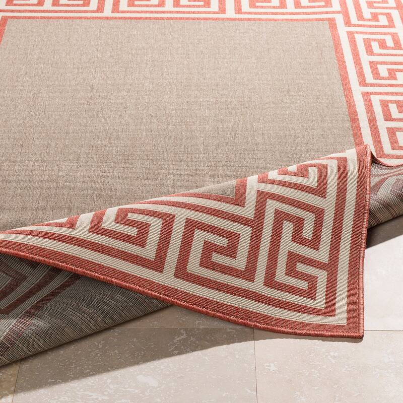 Annette Greek Key Border Indoor/Outdoor Area Rug