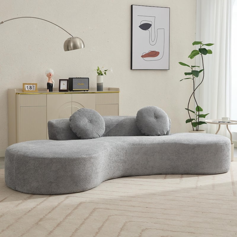 Gray Corduroy Cloud Sofa with Pillows
