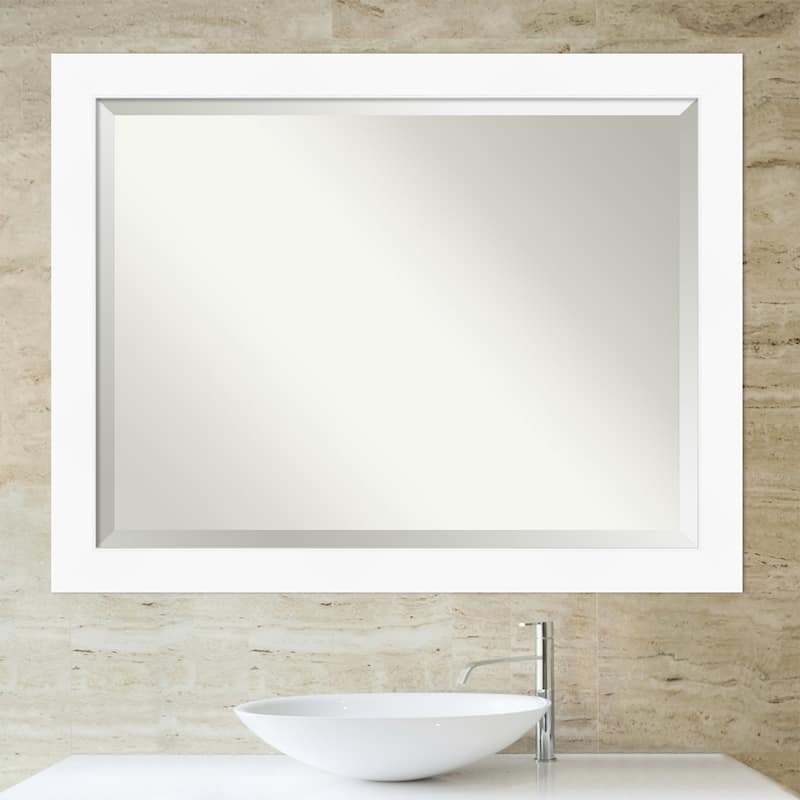 Beveled Bathroom Wall Mirror - Cabinet White Frame