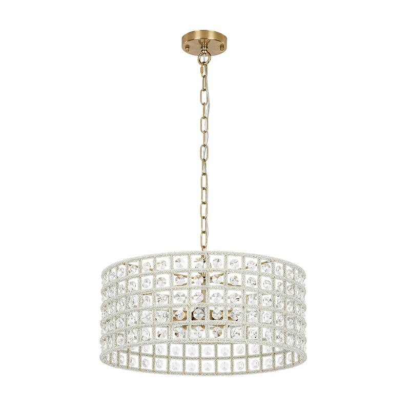 Glam 5-Light Drum Caged Radiant Crystal Chandelier - N/A