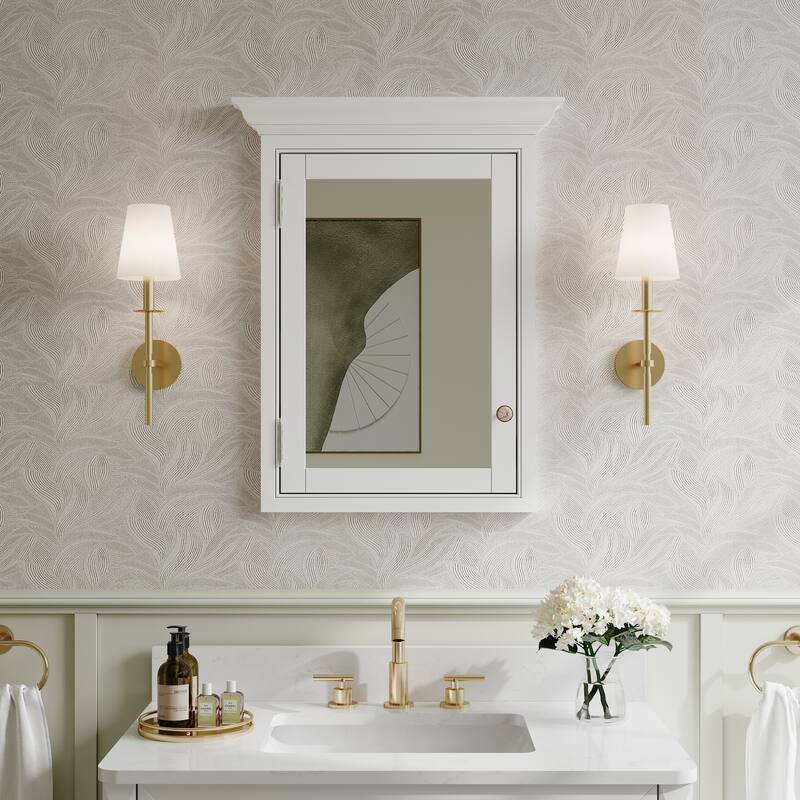 24"W X30''H Recessed Wall-Mounted Solid Wood Framed Medicine Cabinet With Adjustable Glass Shelves