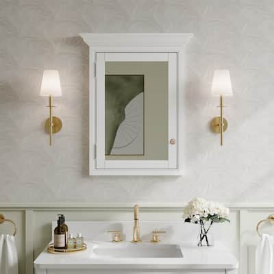 24"W X30''H Recessed Wall-Mounted Solid Wood Framed Medicine Cabinet With Adjustable Glass Shelves