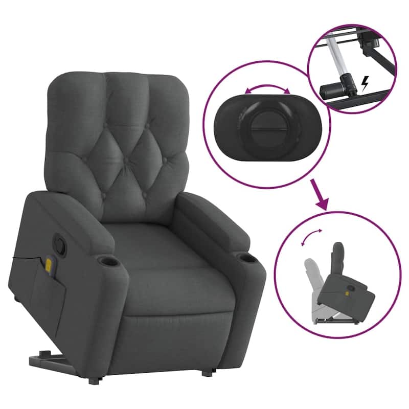vidaXL Stand up Massage Recliner Chair Power Lift Wingback Armchair Fabric