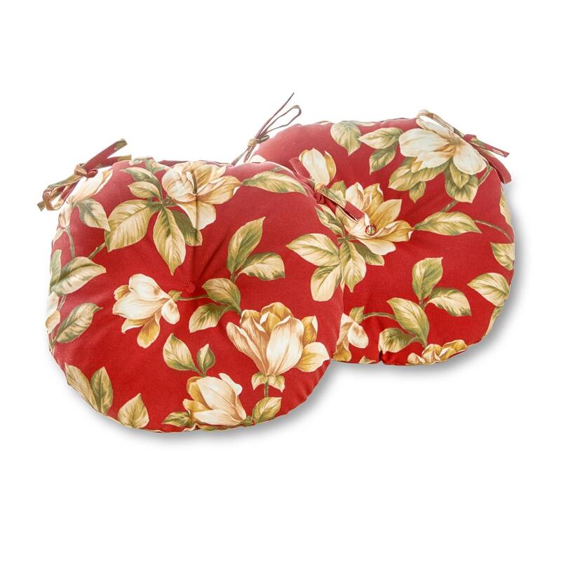 Outdoor 15-inch Roma Floral Bistro Chair Cushions (Set of 2)